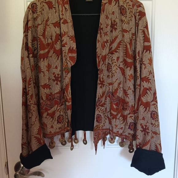 CLEARANCE SALE!! Brown and Tan Bomber Jacket with Scenic Print - Picture 1 of 5